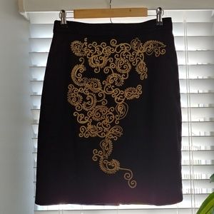 Anthropologie Floreat black and gold skirt